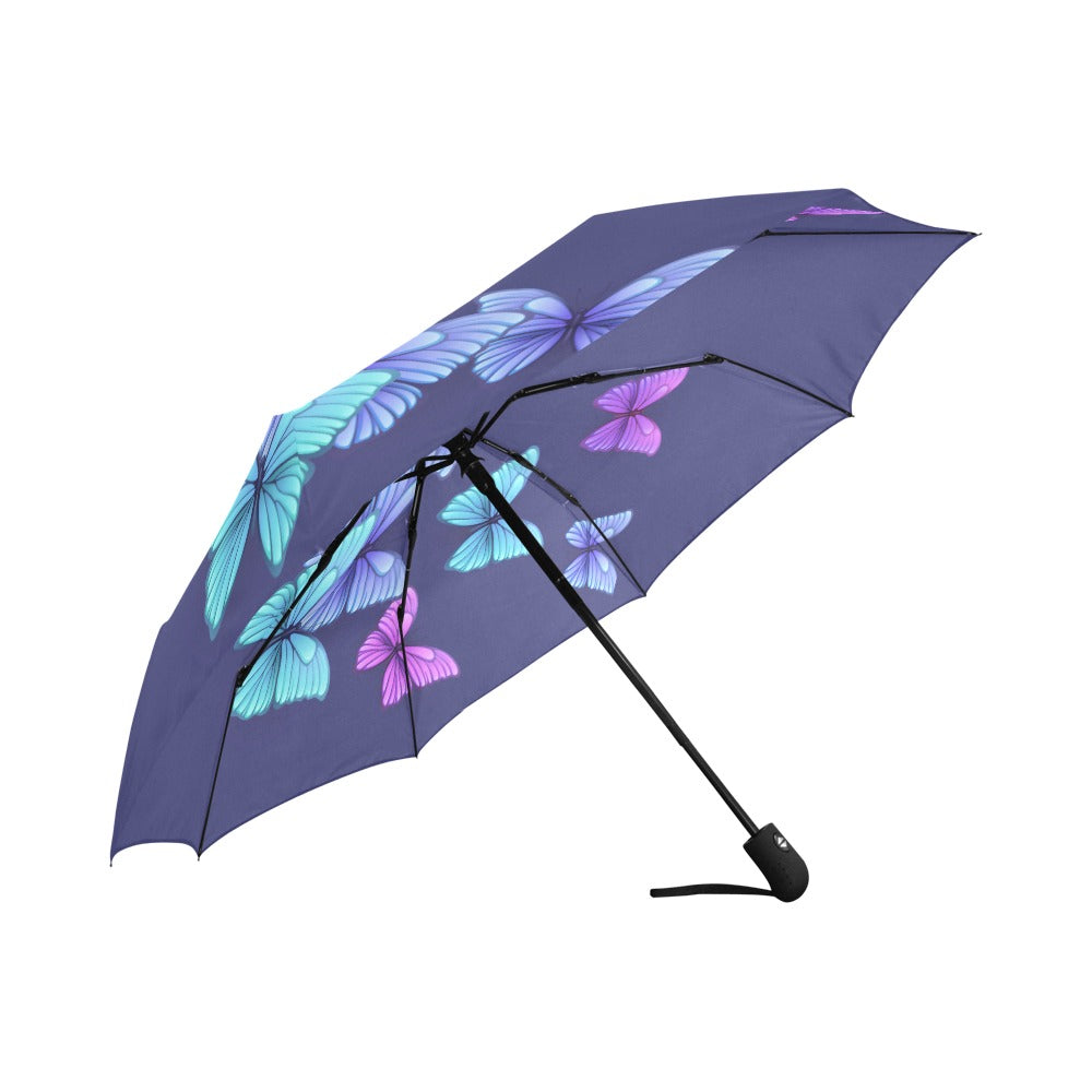 ☂️ Midnight Flight Umbrella  (Deep Blue with Aqua and Violet Butterflies) |The Legacy House