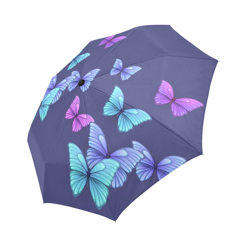 ☂️ Midnight Flight Umbrella  (Deep Blue with Aqua and Violet Butterflies) |The Legacy House