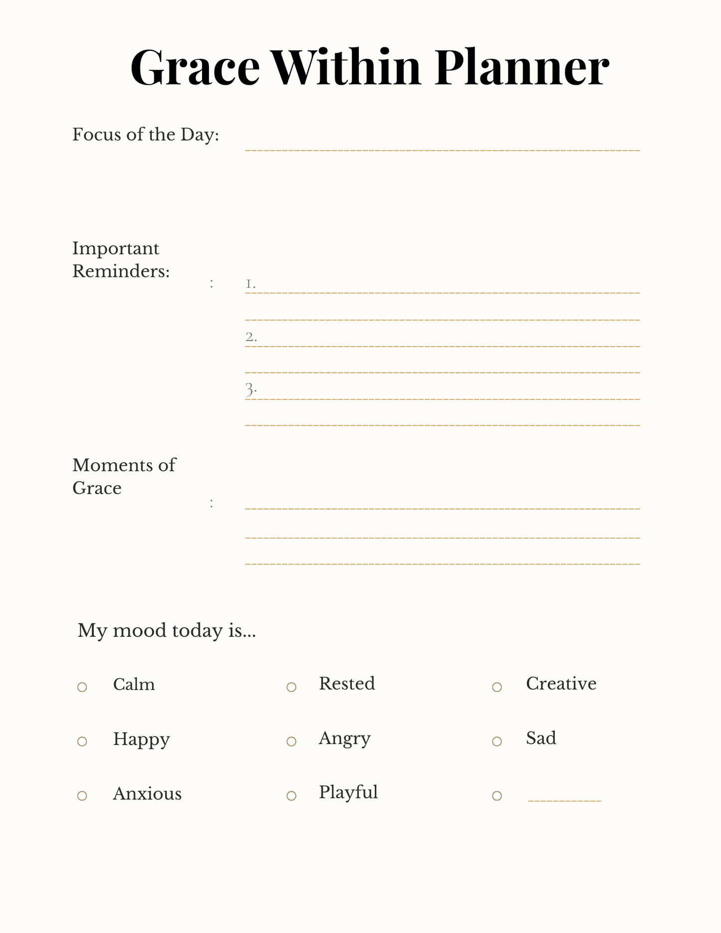 The Grace Within: A Self- Care Journal (Mini Edition)